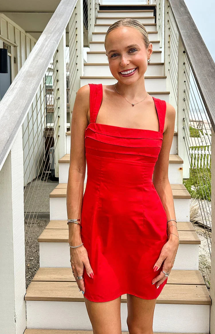 Vibrant Fitted Square Neck Sleeveless Tie-Back Mini Homecoming Dresses for Juniors