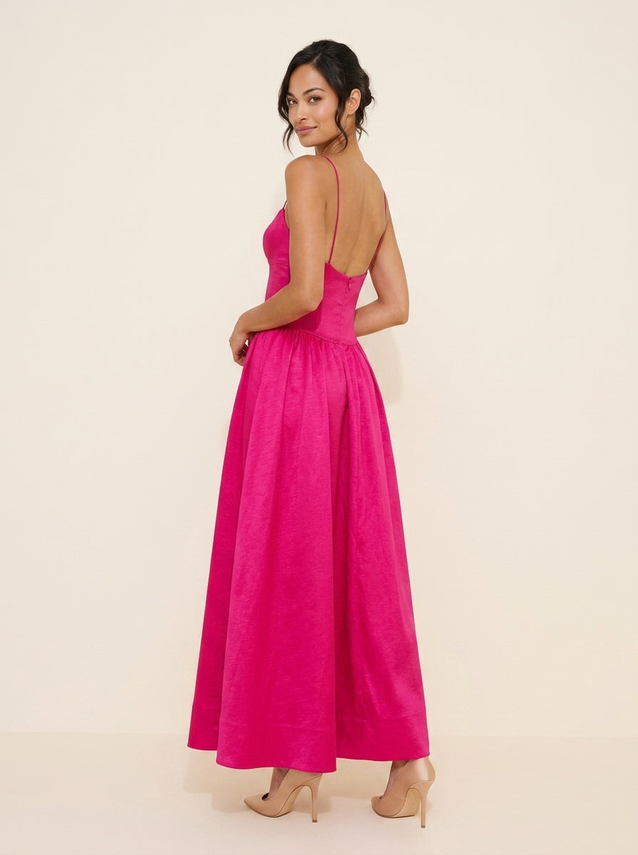 Vibrant Satin A-Line Sweetheart Spaghetti Strap Low Back Ankle-Length Evening Dresses