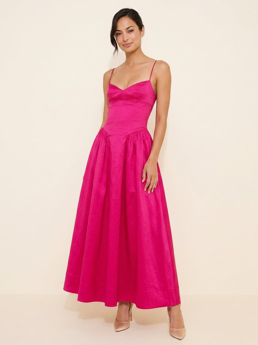Vibrant Satin A-Line Sweetheart Spaghetti Strap Low Back Ankle-Length Evening Dresses