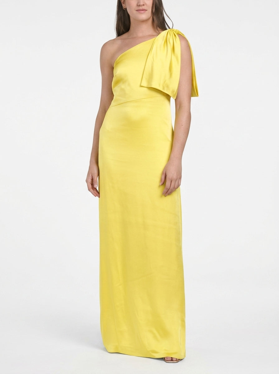 Vibrant Satin Sheath One-Shoulder Sleeveless Zipper Back Floor-Length Evening Dresses