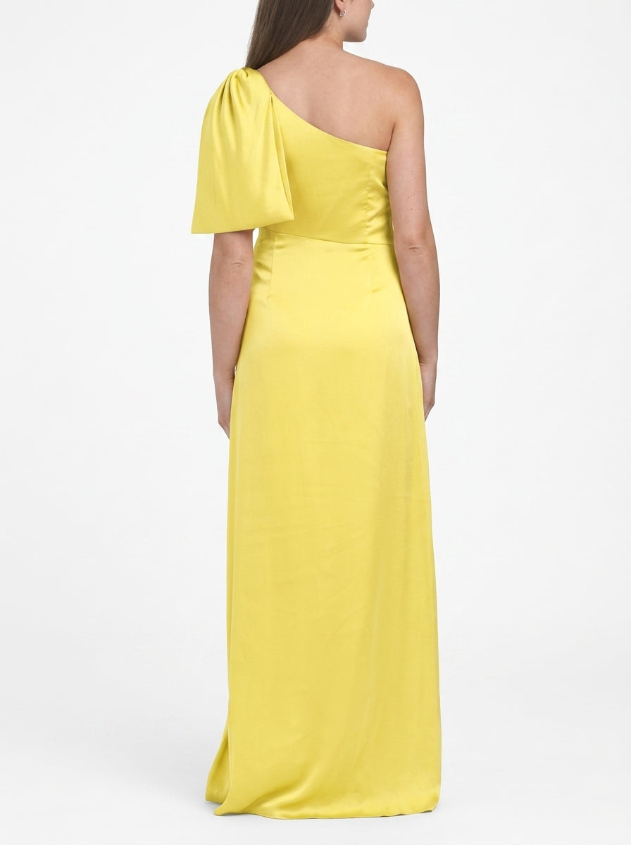 Vibrant Satin Sheath One-Shoulder Sleeveless Zipper Back Floor-Length Evening Dresses