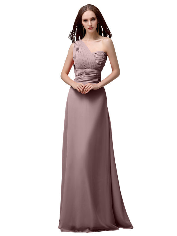 Vestidos de dama de honor únicos, sin mangas, con un solo hombro, sin tirantes, corte A y largo hasta el suelo