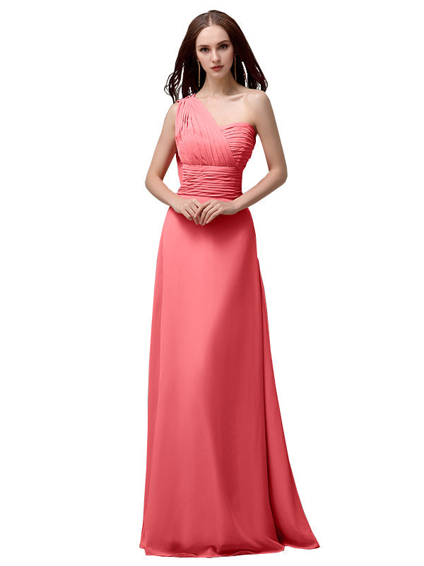 Vestidos de dama de honor únicos, sin mangas, con un solo hombro, sin tirantes, corte A y largo hasta el suelo