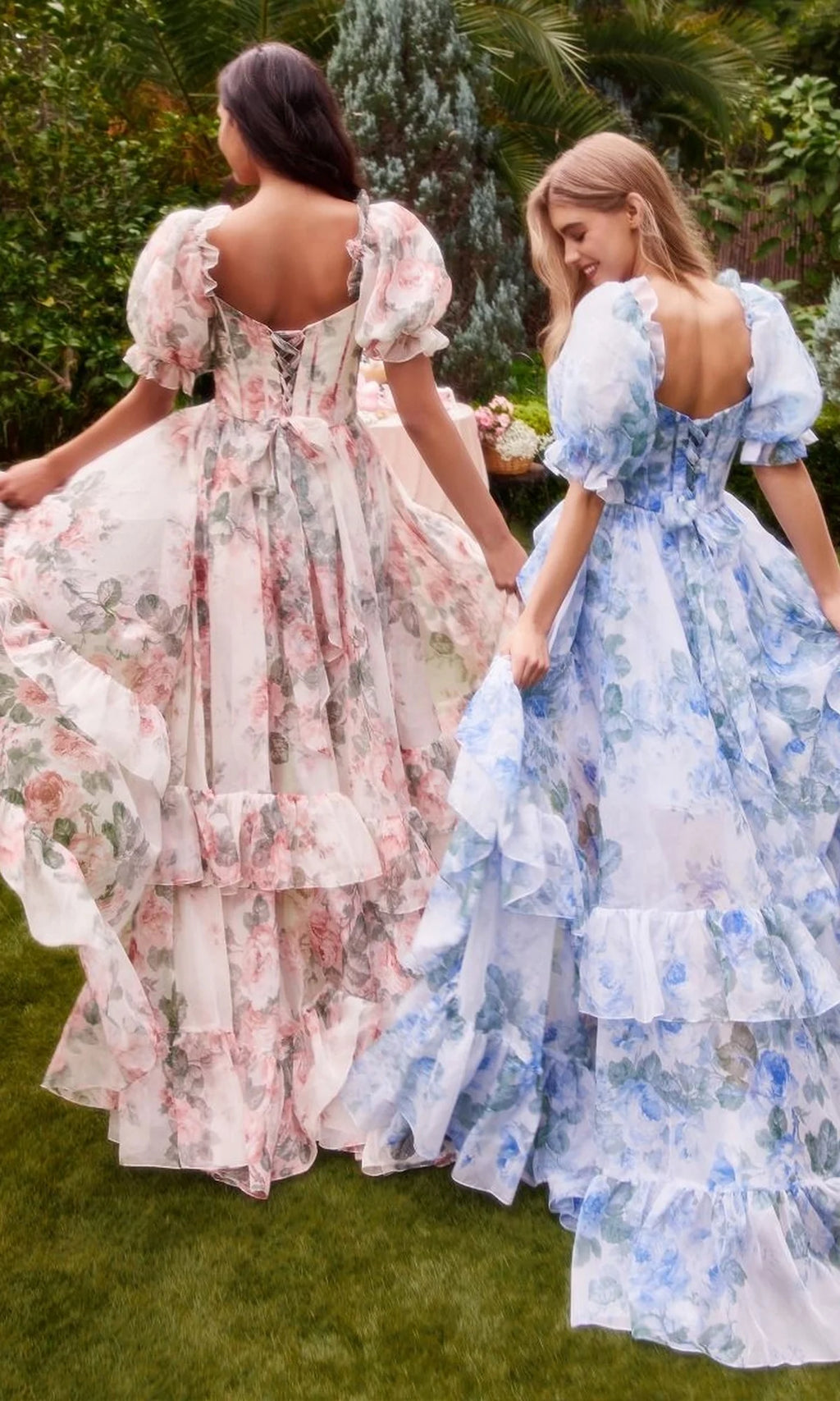 Blushing Pink Chiffon A-Line Asymmetrical Dress with Sweetheart Neckline and Floral Ruffled High-Low Skirt
