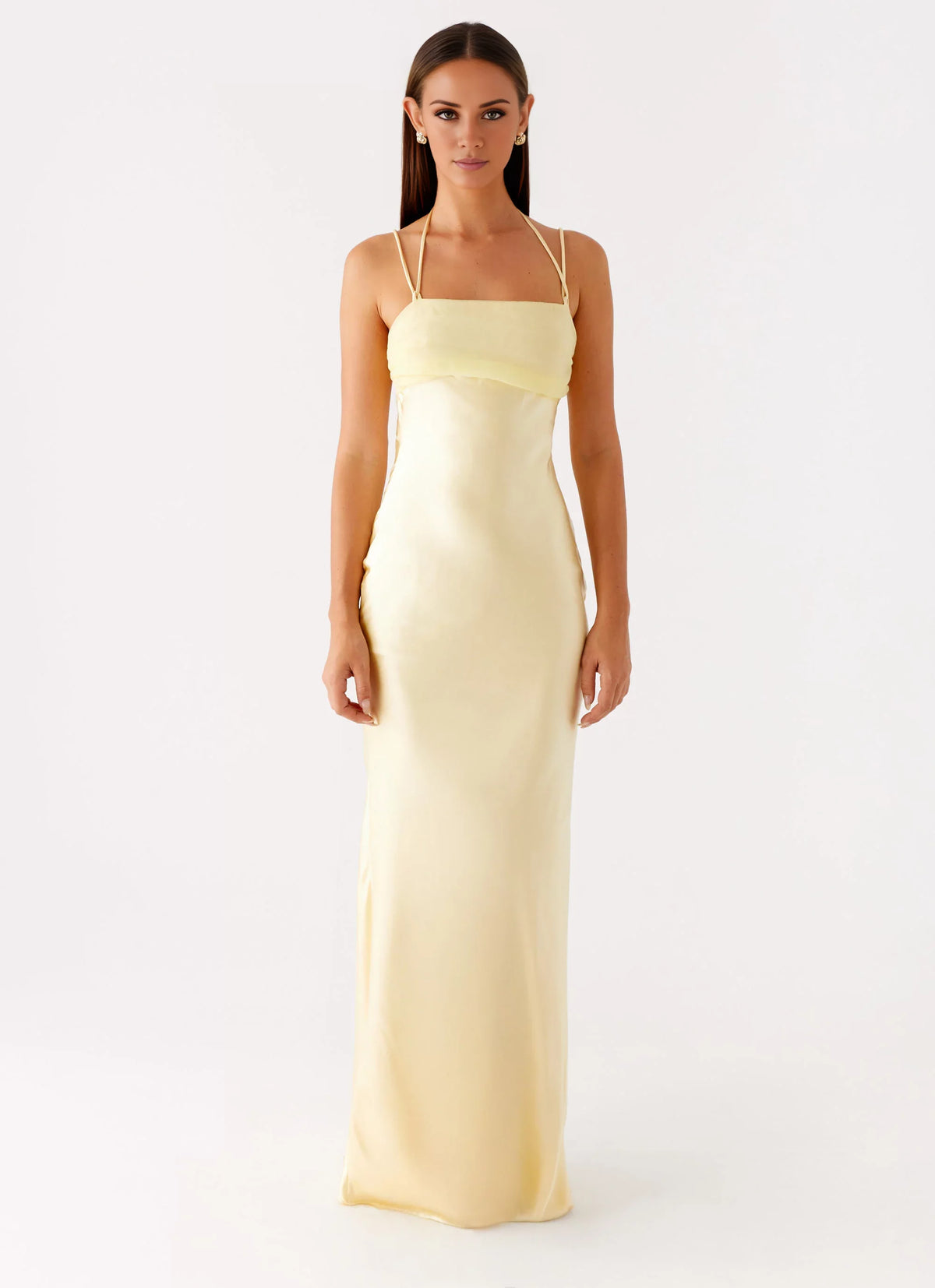 Butter Satin Sheath/column Floor-Length Dress with Draped Bodice