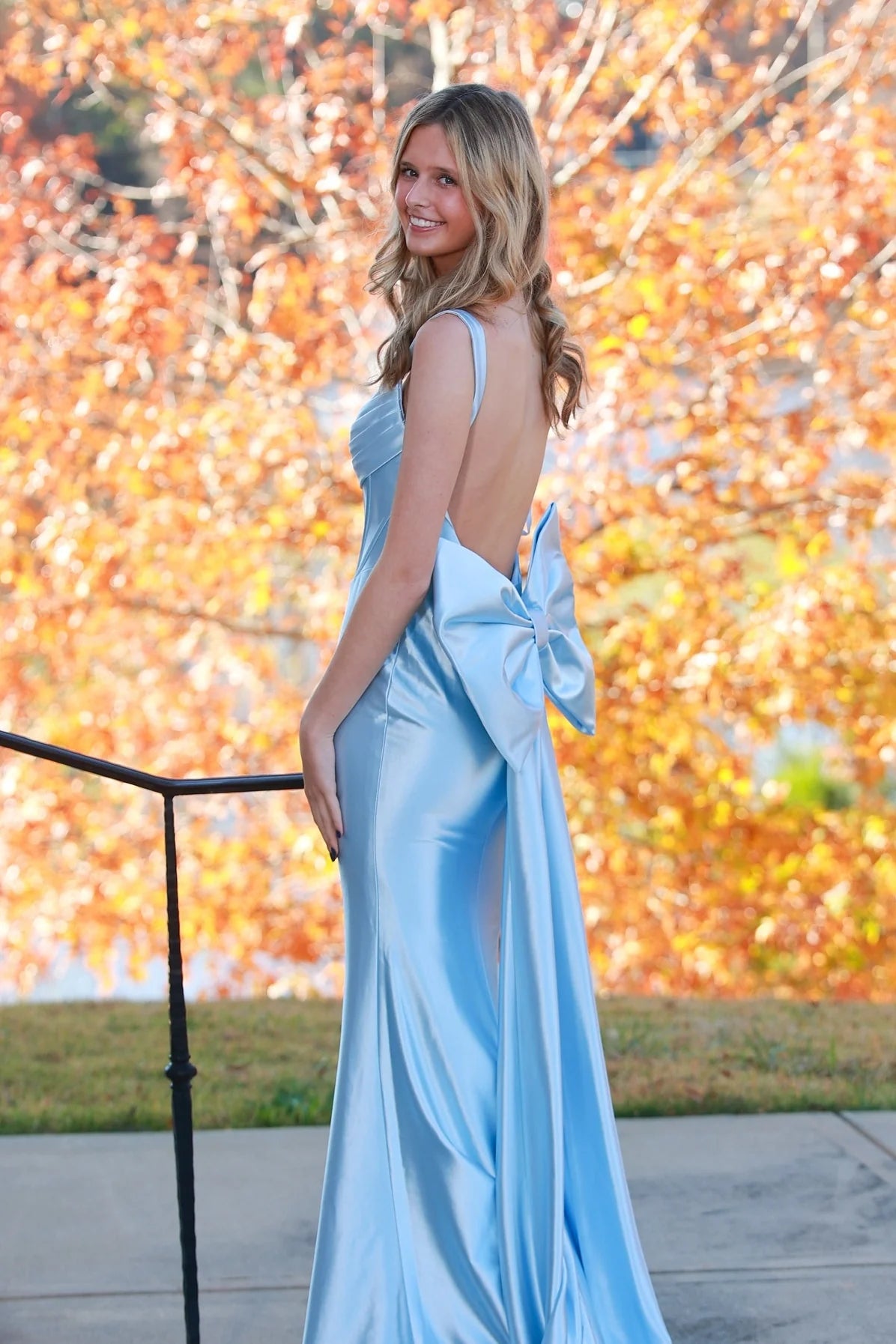 Whimsical Mermaid Sweetheart Neck Thin Straps Bow Back Slit Floor Length Evening Dress