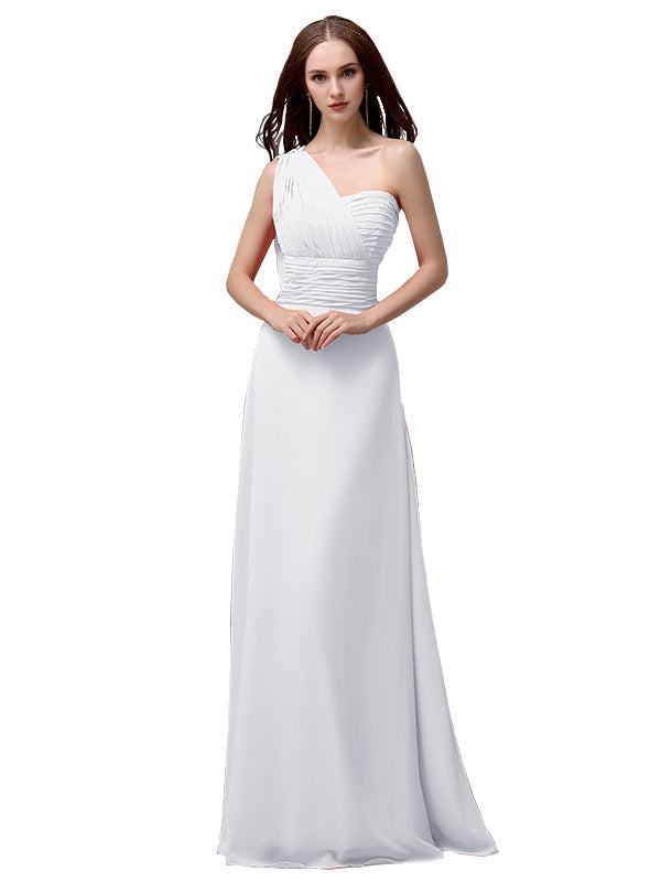 Vestidos de dama de honor únicos, sin mangas, con un solo hombro, sin tirantes, corte A y largo hasta el suelo