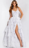 White Chiffon A-Line Halter Neckline Floor-Length Evening Dress