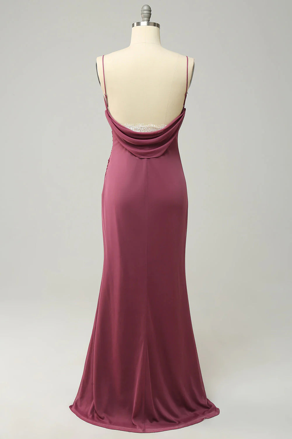 Burgundy Chiffon Cowl Neck Sheath/column Floor-Length Bridesmaid Dress