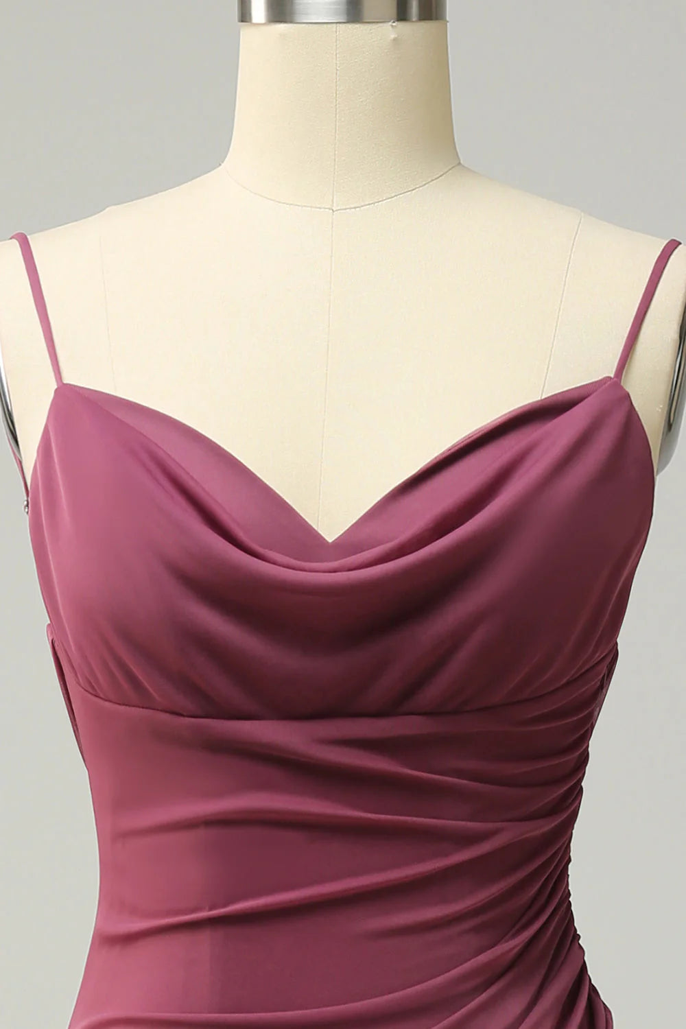 Burgundy Chiffon Cowl Neck Sheath/column Floor-Length Bridesmaid Dress