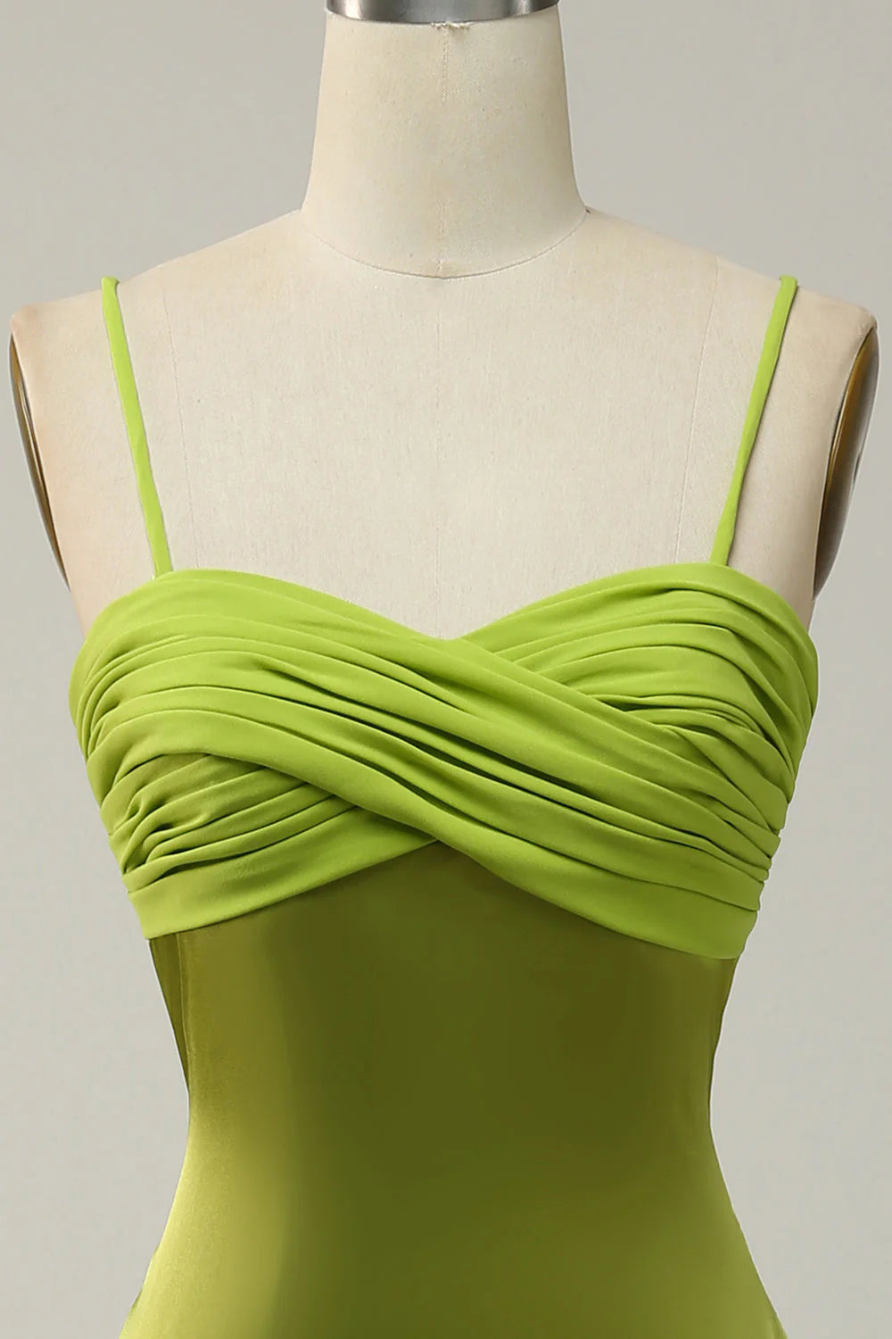Green Ruched Bodice High Slit Floor-Length Bridesmaid Dress