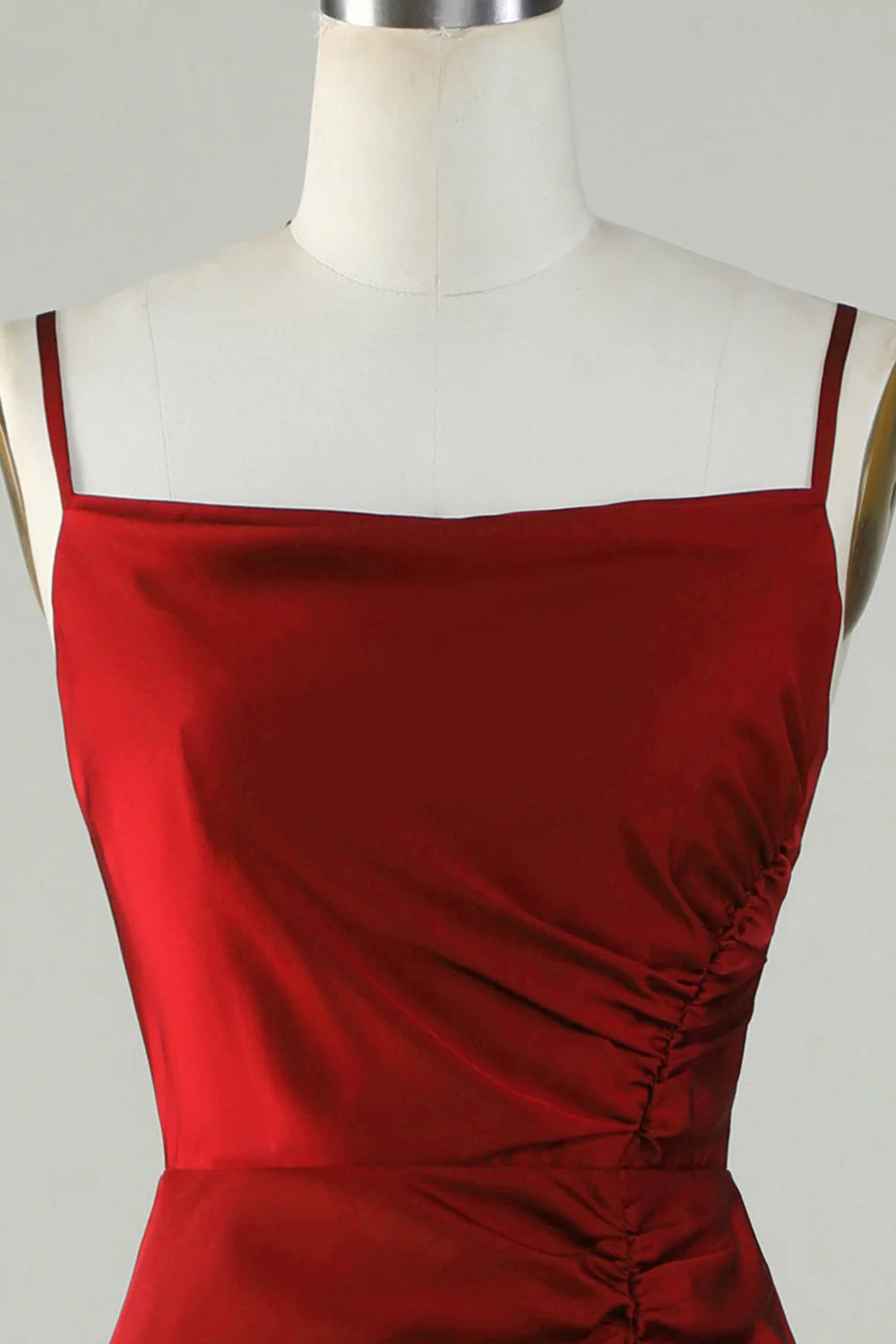 Burgundy Satin Sheath/column Floor-Length Evening Dress
