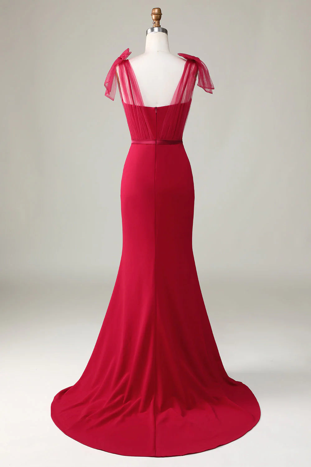 Red Crepe Mermaid Bridesmaid Dress with Sweetheart Neckline