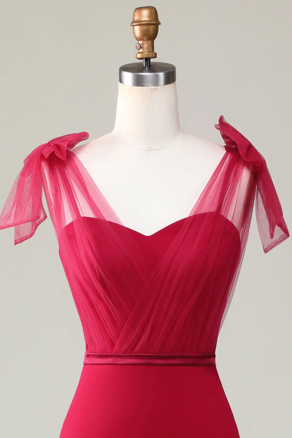 Red Crepe Mermaid Bridesmaid Dress with Sweetheart Neckline