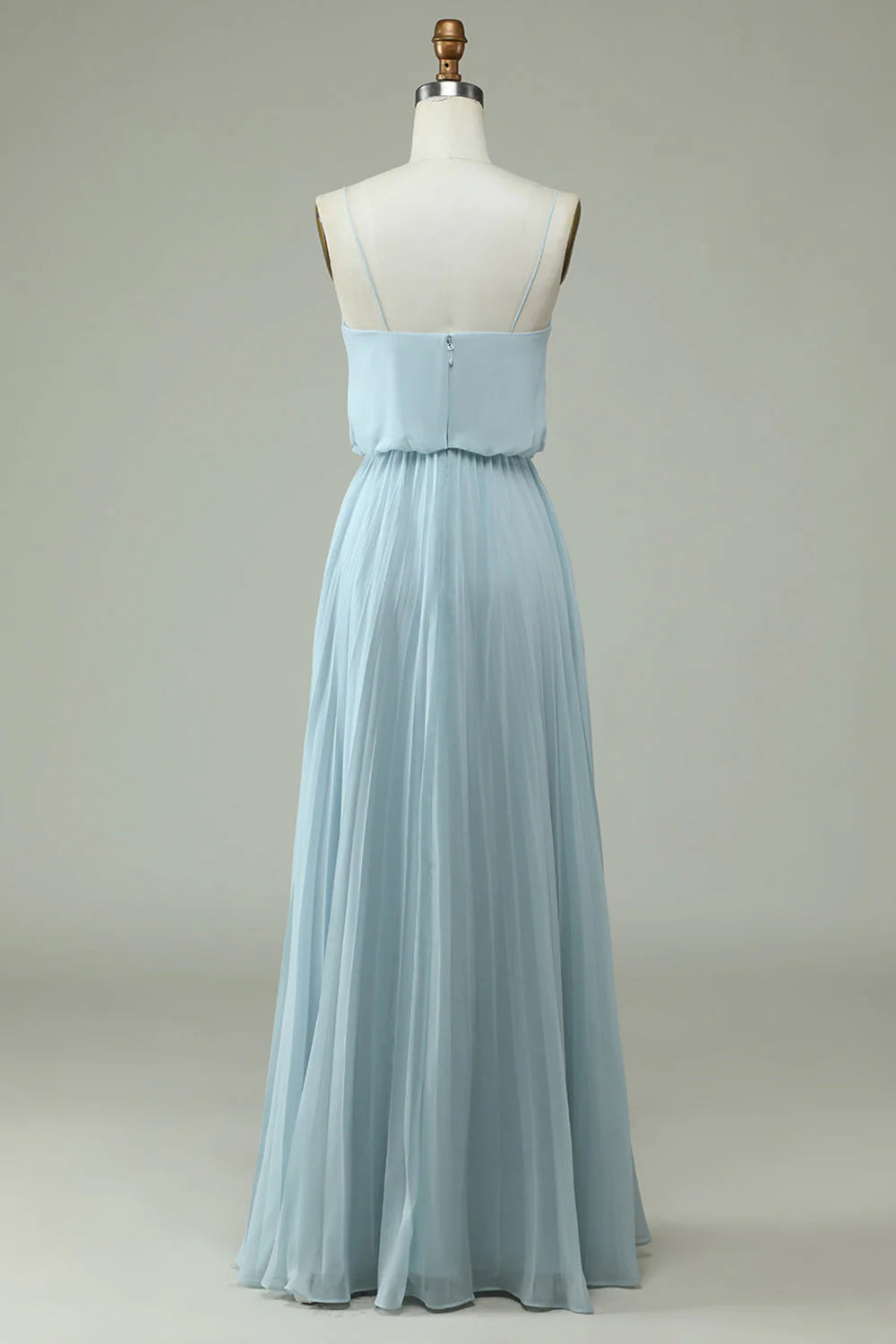 Sky Blue Chiffon V-Neck A-Line Floor-Length Bridesmaid Dress