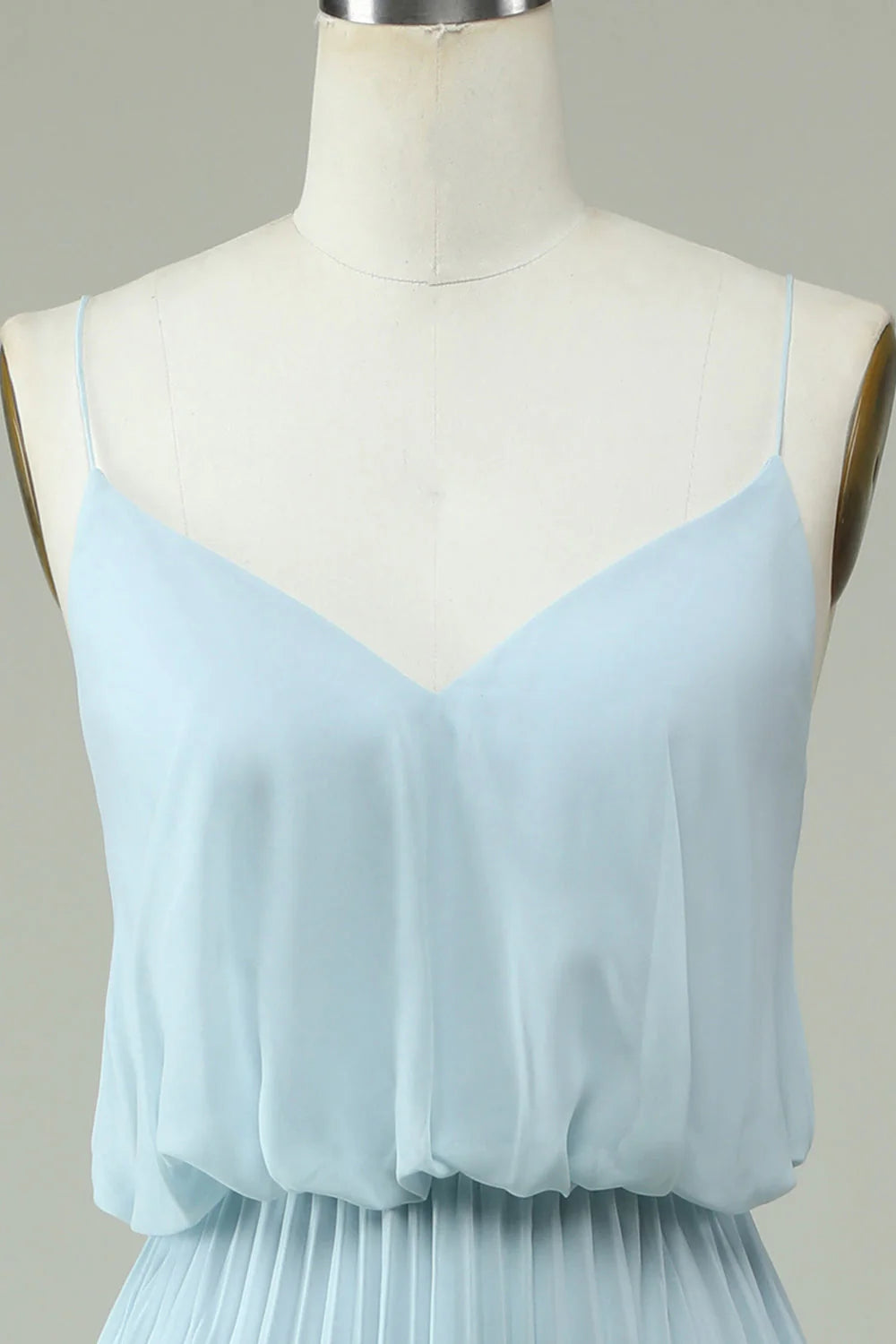 Sky Blue Chiffon V-Neck A-Line Floor-Length Bridesmaid Dress