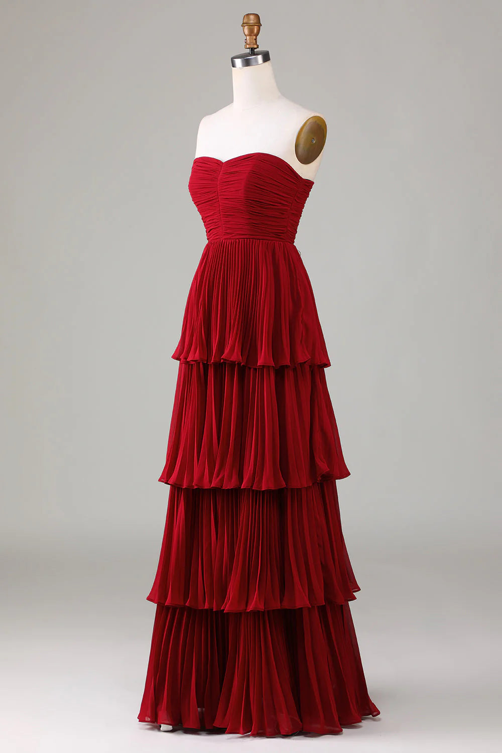 Burgundy Chiffon Sweetheart A-Line Floor-Length Bridesmaid Dress