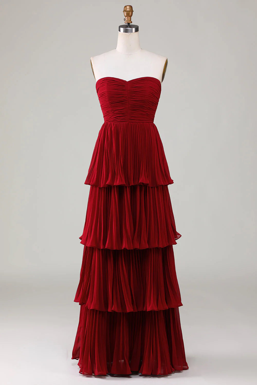 Burgundy Chiffon Sweetheart A-Line Floor-Length Bridesmaid Dress