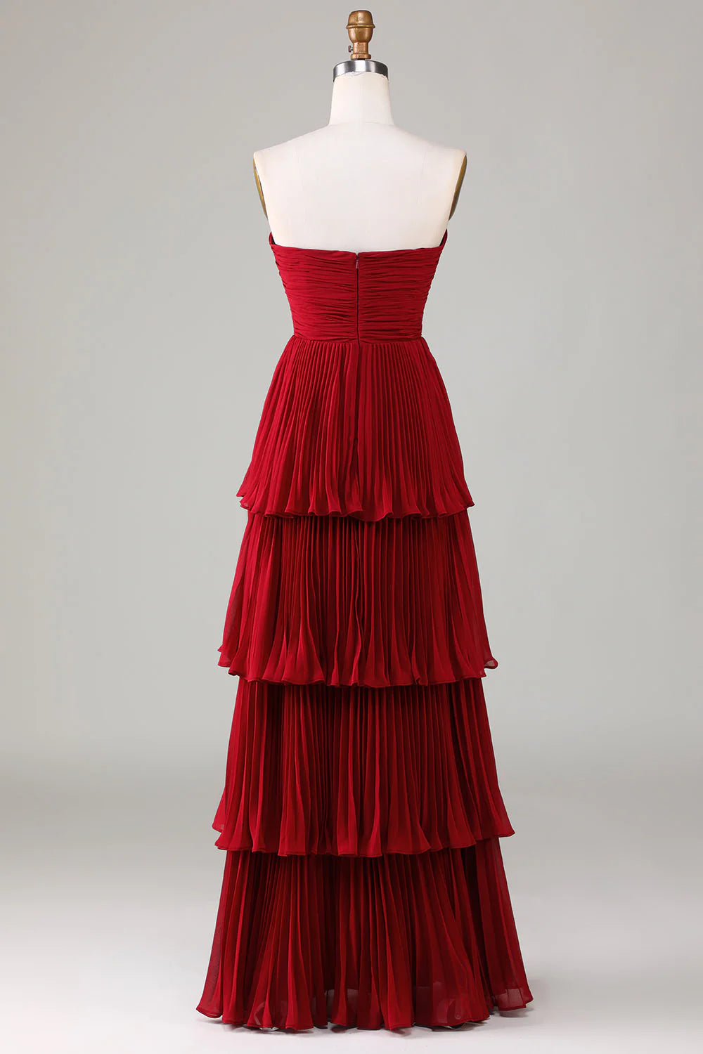 Burgundy Chiffon Sweetheart A-Line Floor-Length Bridesmaid Dress