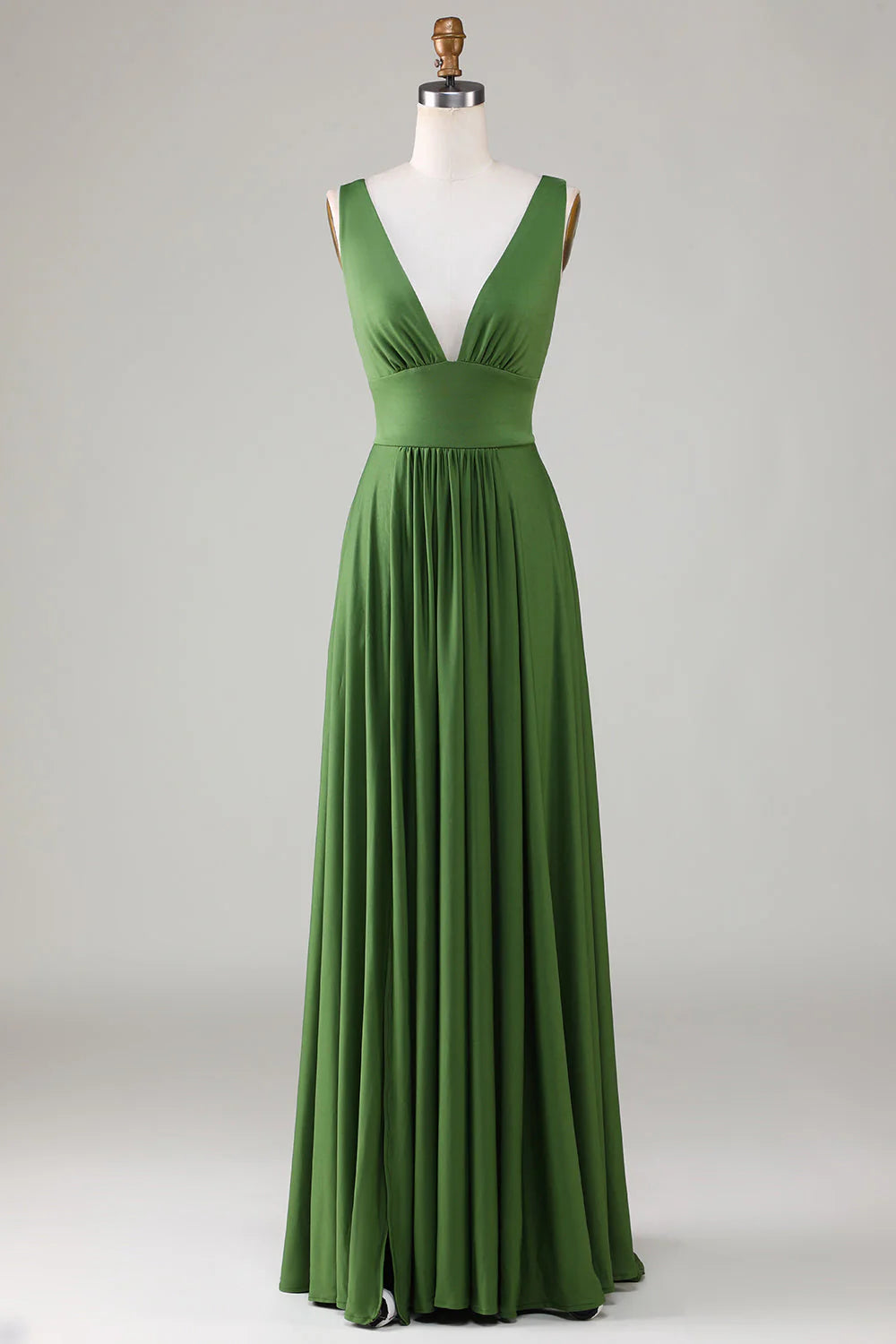 Forest Green Satin A-Line Bridesmaid Dress
