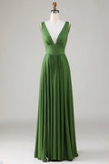 Forest Green Satin A-Line Bridesmaid Dress