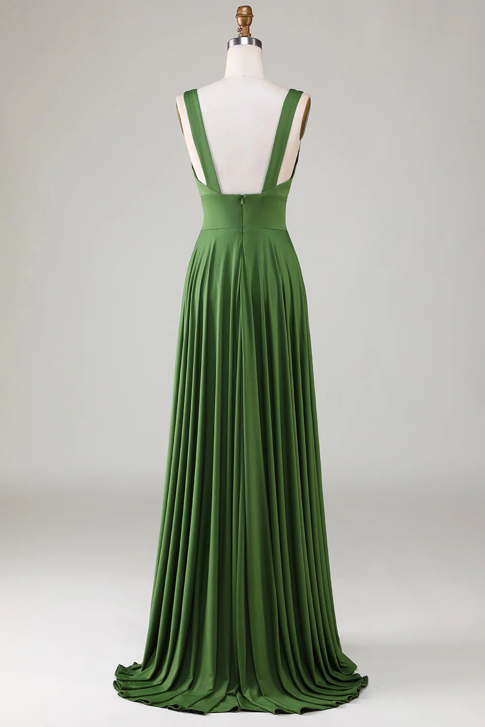 Forest Green Satin A-Line Bridesmaid Dress