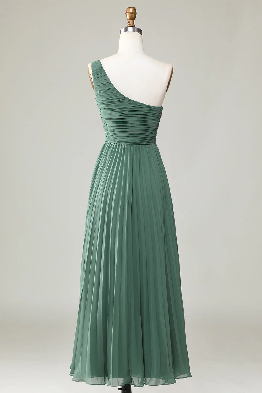Sage Green Chiffon One Shoulder A-Line Floor-Length Bridesmaid Dress