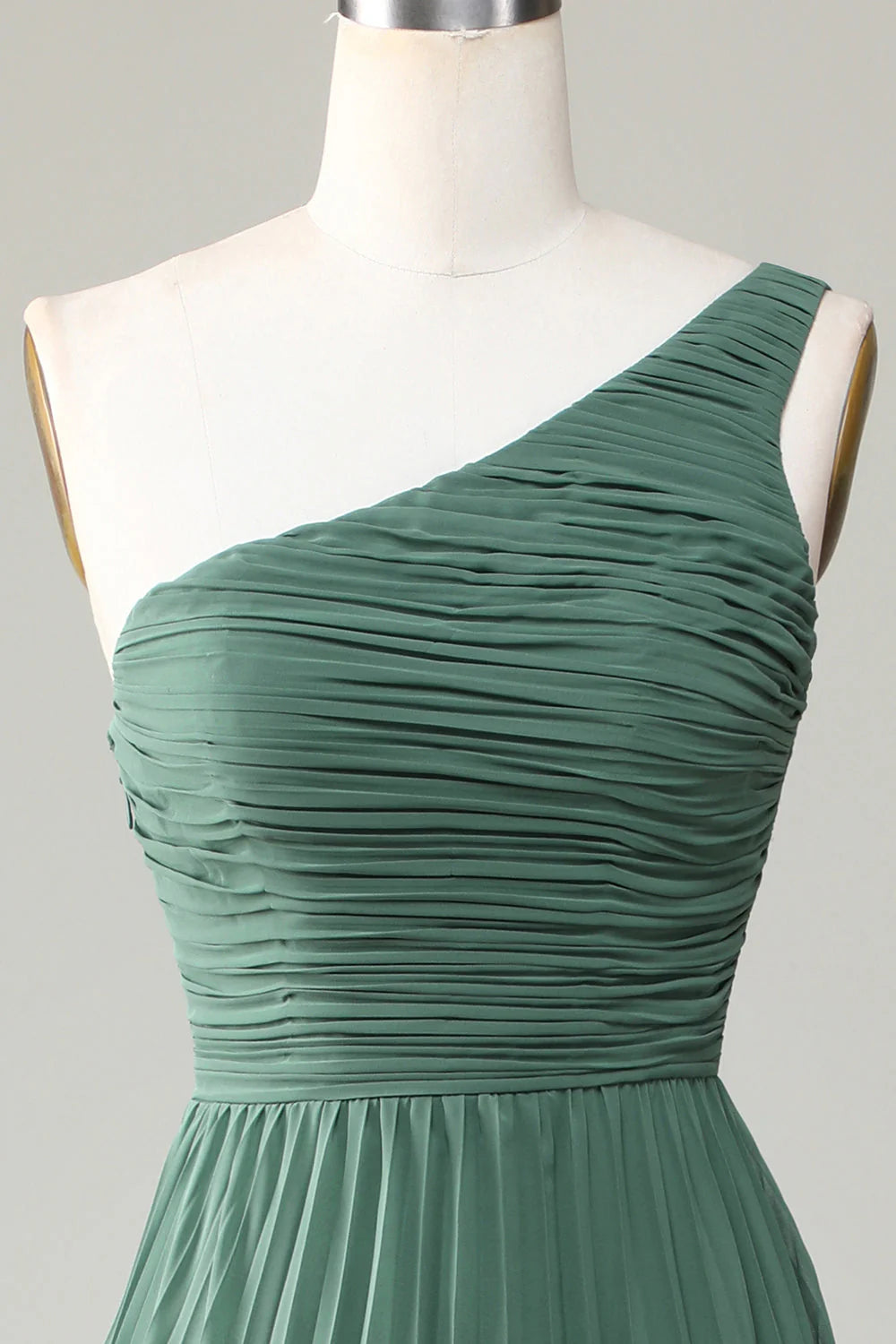 Sage Green Chiffon One Shoulder A-Line Floor-Length Bridesmaid Dress