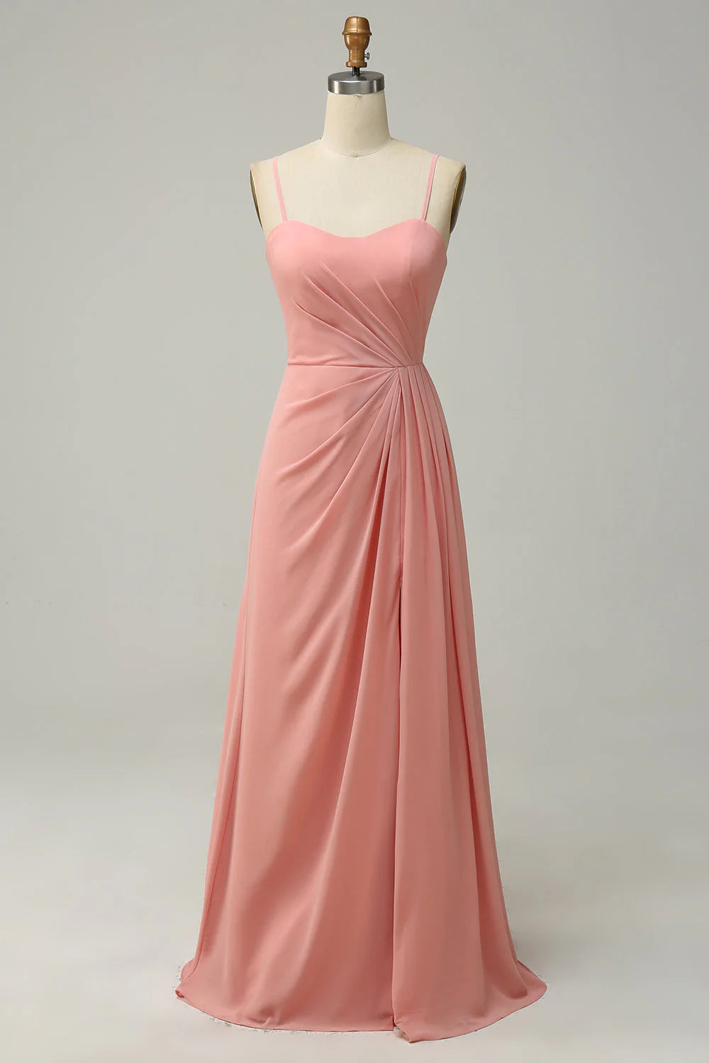 Teal Chiffon A-Line Floor-Length Dress with Sweetheart and Back Zip