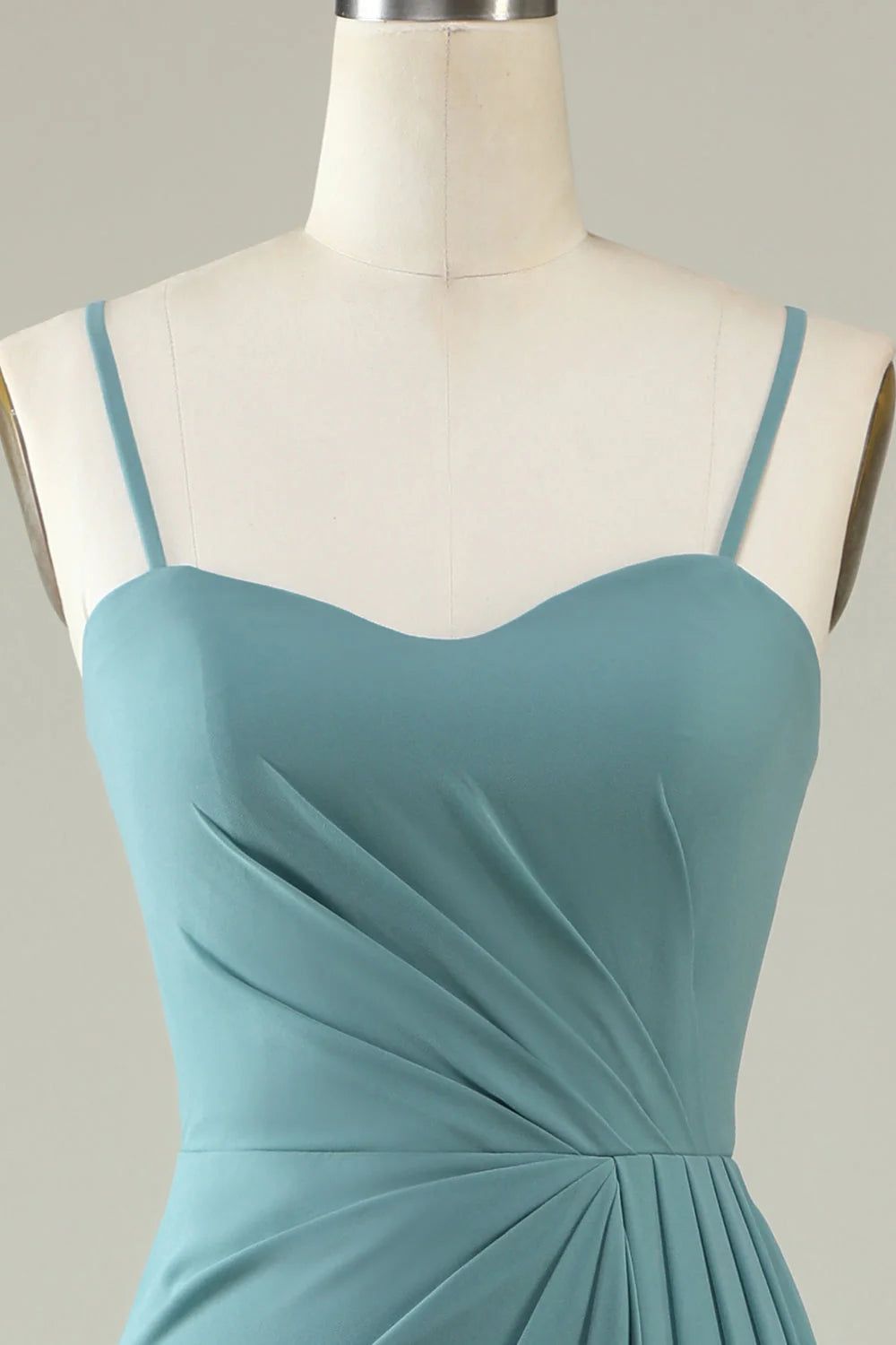 Teal Chiffon A-Line Floor-Length Dress with Sweetheart and Back Zip
