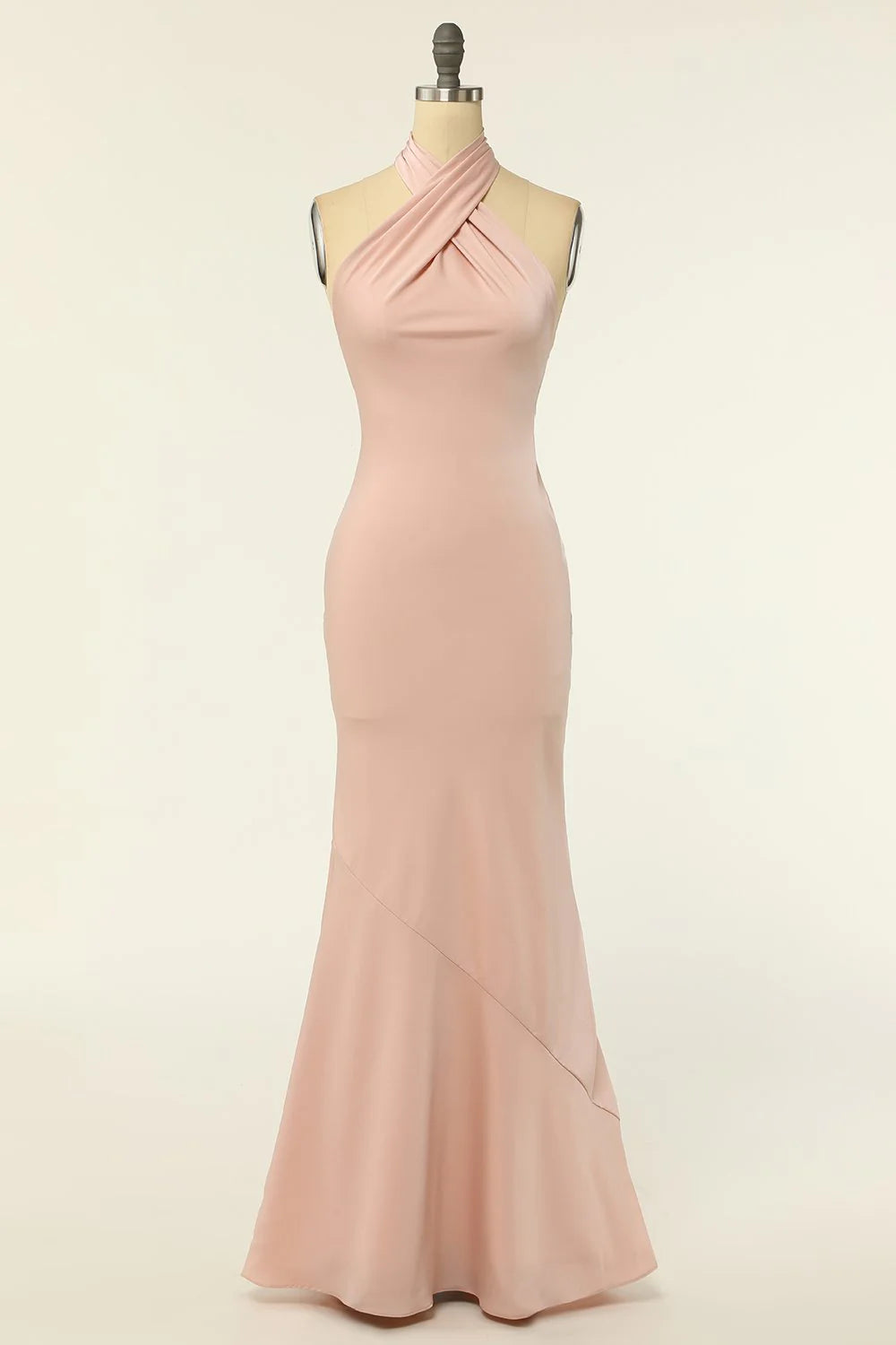 Blushing Pink Jersey Trumpet Floor-Length Bridesmaid & Evening Dress