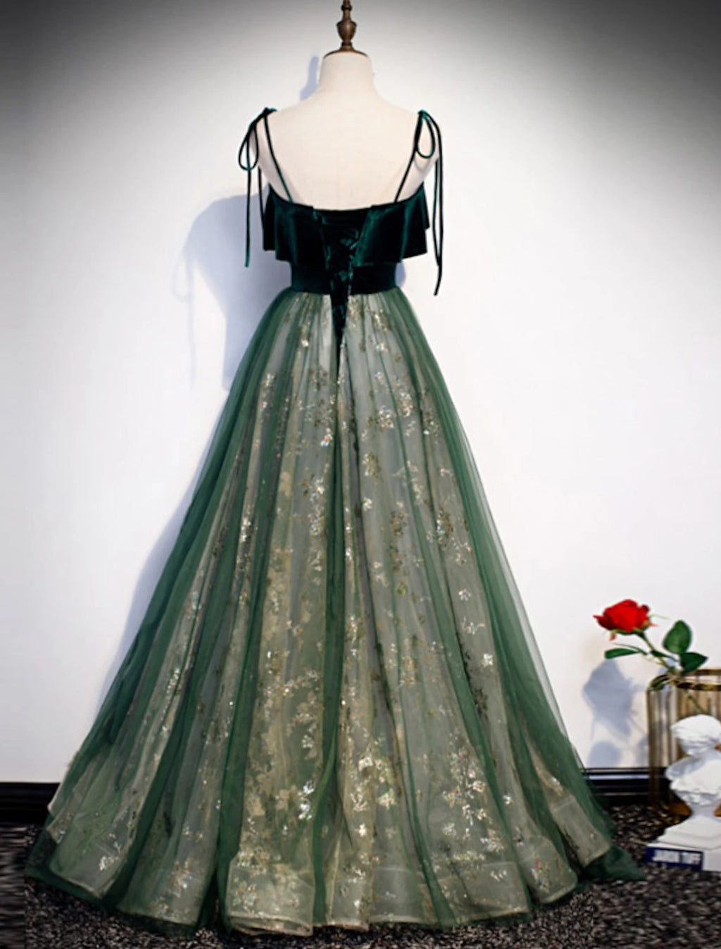 Green Velvet Sweetheart A-Line Floor-Length Evening Dress