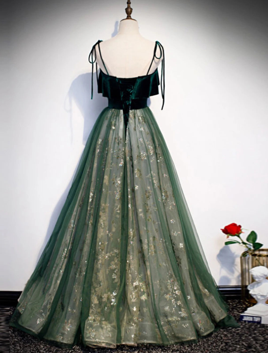 Green Velvet Sweetheart A-Line Floor-Length Evening Dress