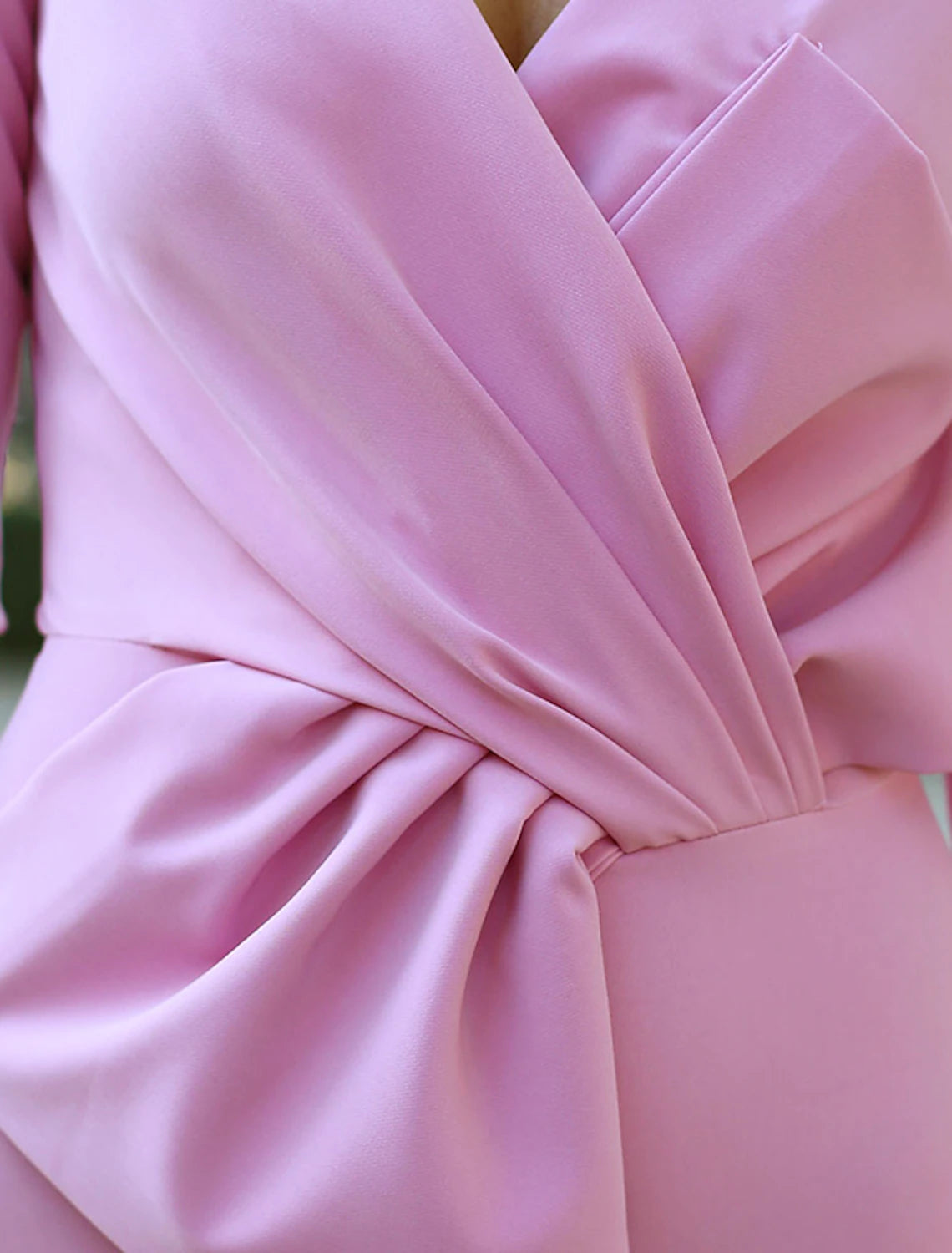 Mermaid / Trumpet Cocktail Dresses Elegant Dress Wedding Guest WorkWear Tea Length Long Sleeve V Neck Fall Wedding Guest  Fabric with Bow(s) 2025