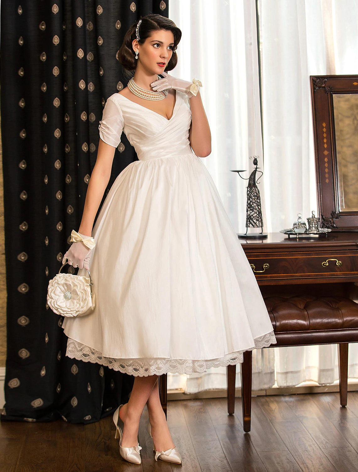 Reception Wedding Dresses Vintage 1940s / 1950s Little White Dresses A – JiMiss Dresses