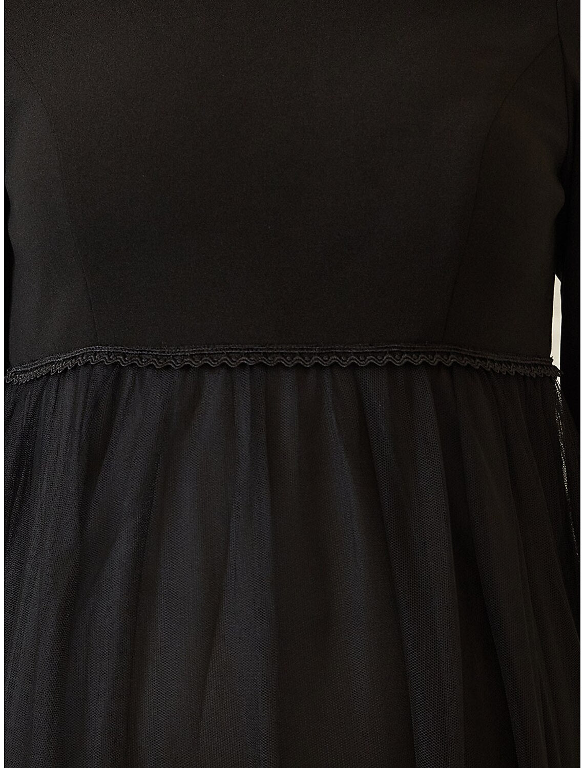 Abito da madre della sposa a trapezio, elegante, premaman, con spalle scoperte, lunghezza al pavimento, in tulle, maniche lunghe con balza