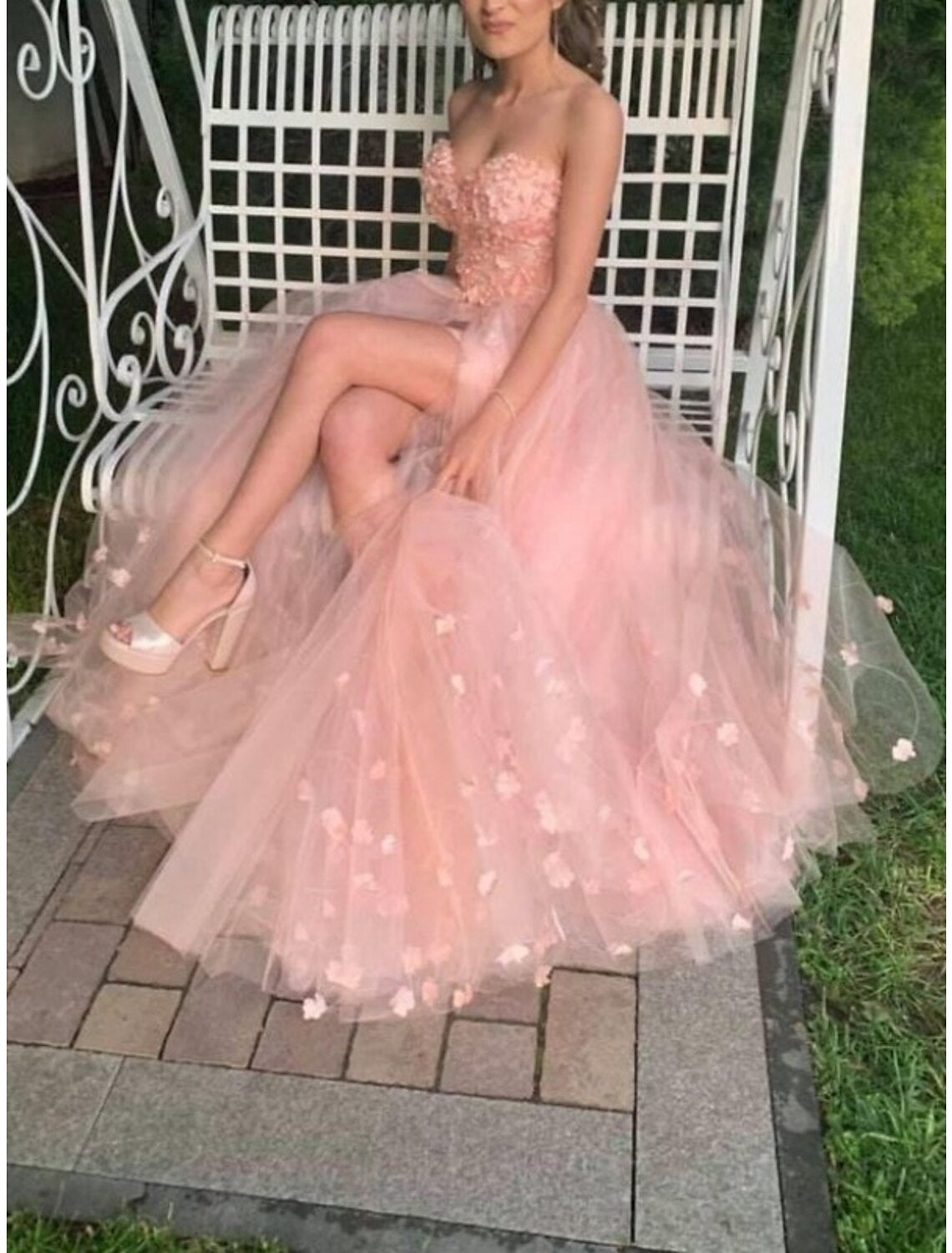 Abiti da ballo a tubino / colonna, abiti da ballo a sirena, da sposa, da festa, senza maniche, con strascico a ruota, in tulle con applicazioni ricamate