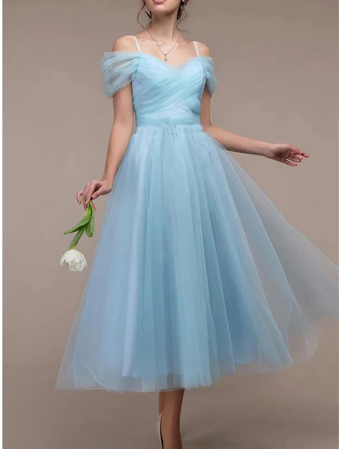 Abito da festa da donna, abito da ballo, abito da sposa, abito midi, rosa vino, azzurro, manica corta, colore puro, arricciato, estivo, primavera, spalline sottili, festa, compleanno, vacanza, abito estivo attillato