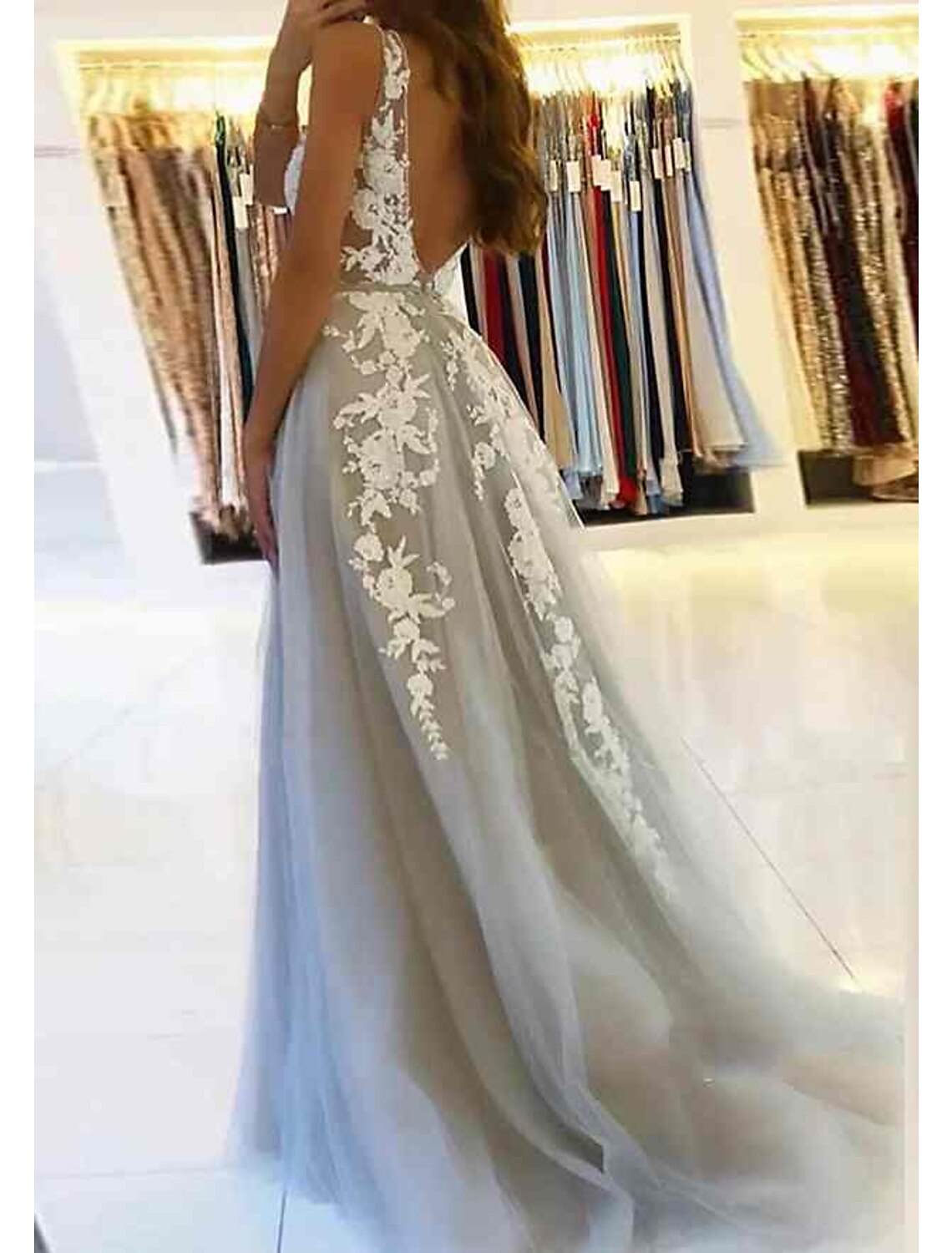 Vestido de noche con gala, vestido floral, vestido de graduación, lazo negro, cola de corte, sin mangas, hombros descubiertos, estilo real, de algodón, sin espalda, con apliques de cuentas