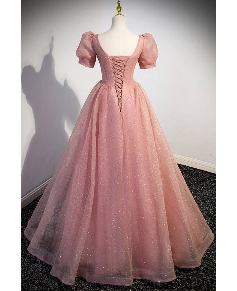 Elegante vestido de noche largo hasta el suelo, de manga corta, con escote en V, parche de mariposa, flores y escote en V, con mangas abullonadas y escote en V pronunciado.