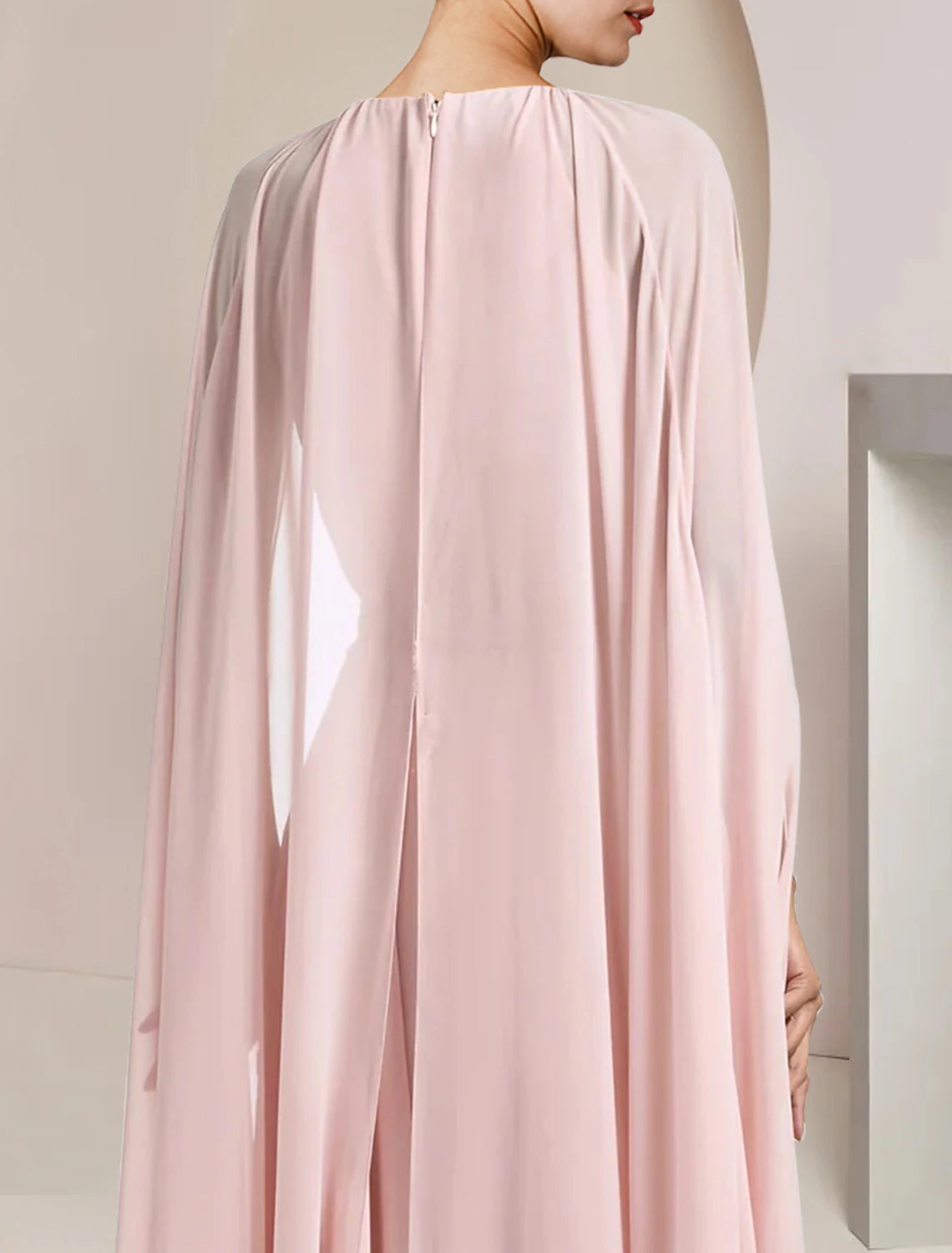 Abito da cerimonia per la madre della sposa, a trapezio, elegante, con scollo a barchetta, lunghezza al pavimento, in chiffon, senza maniche, con fascia/fiocco floreale