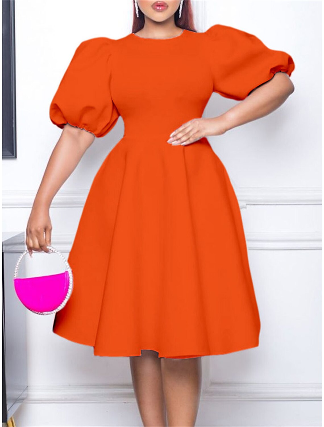 Women's Party Dress Homecoming Dress Cocktail Dress Midi Dress Black White Pink Short Sleeve Pure Color Ruched Summer Spring Fall Crew Neck Fashion Birthday Wedding Guest Vacation