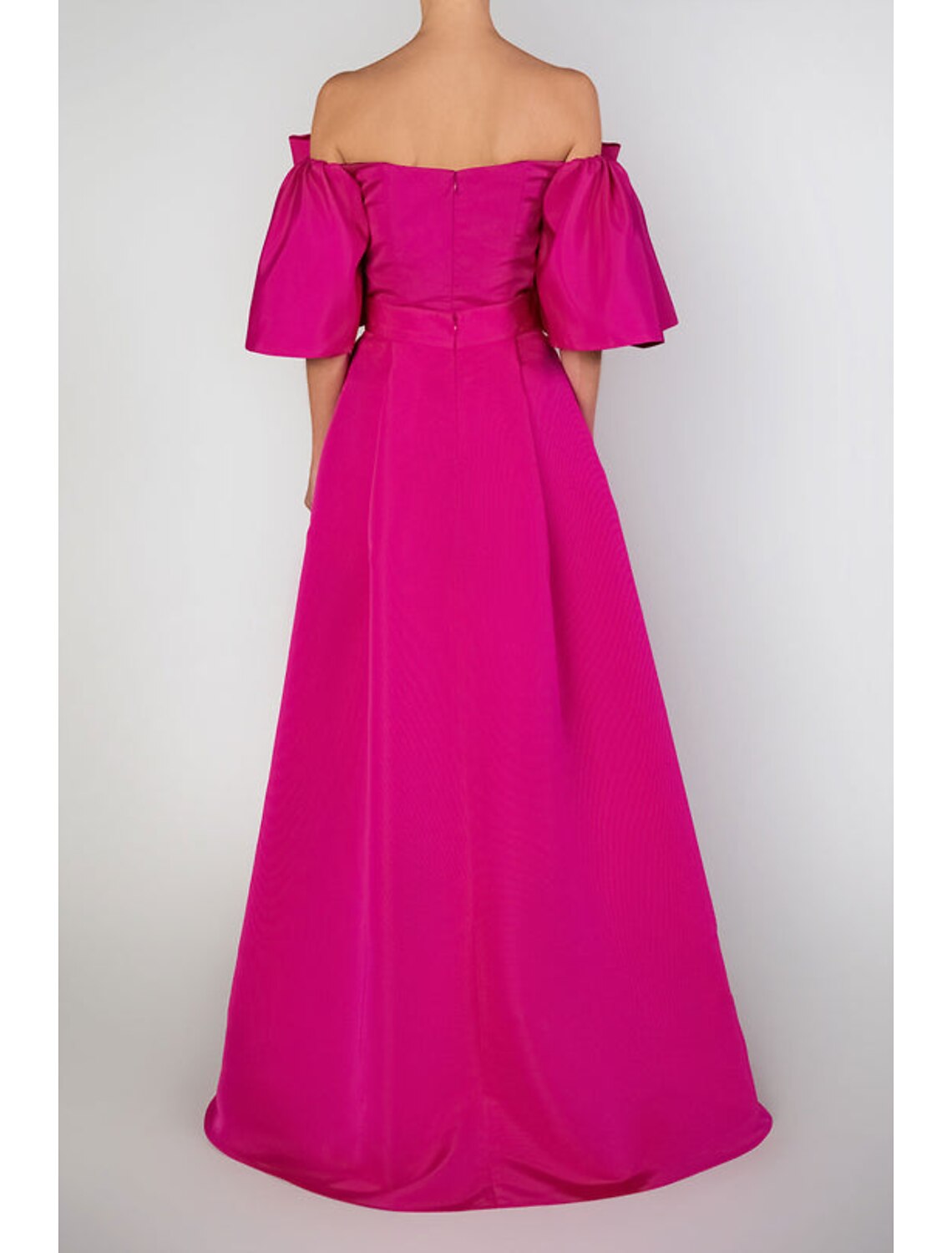 Abito da sera a trapezio, elegante, da sposa, cocktail party, lungo fino al pavimento, manica corta, spalle scoperte, taffetà staccabile con fiocco/i, gonna sopra