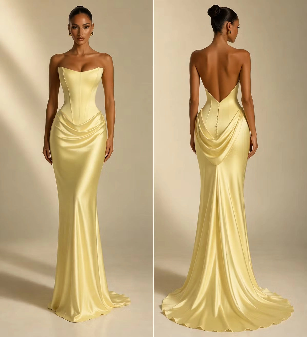 Butter Satin Mermaid Sweetheart Low Back Floor Length Dress - Jimiss