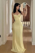 Butter Satin Sheath Column Sweetheart Lace-up Open Back Floor-length Dress Front View - Jimiss