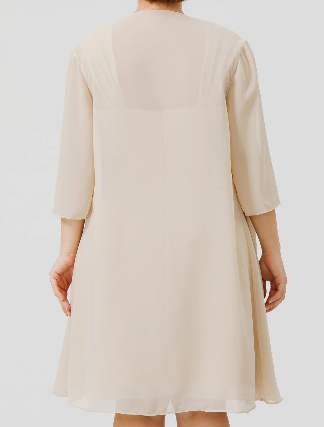 Vestido de madre de la novia de talla grande, elegante, con tirantes, largo hasta la rodilla, de gasa, con encaje transparente, sin mangas, con entrecruzamiento