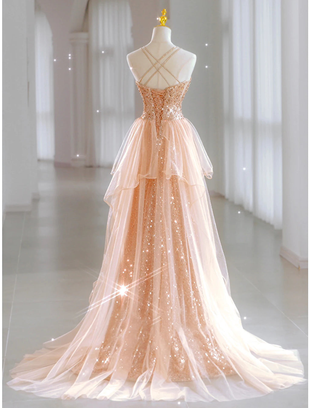 Rose Gold Sequin Sweetheart Sheath/Column Floor-Length Evening Dress