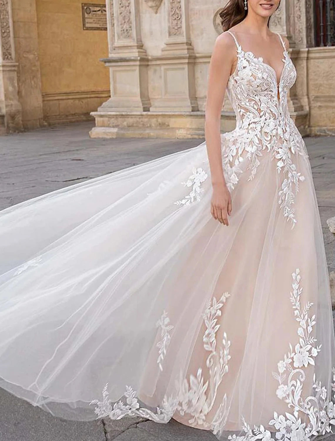 Vestidos de novia blancos cortos, corte A, camisola, escote en V, sin mangas, cola de corte, vestidos de novia de encaje con apliques, color liso
