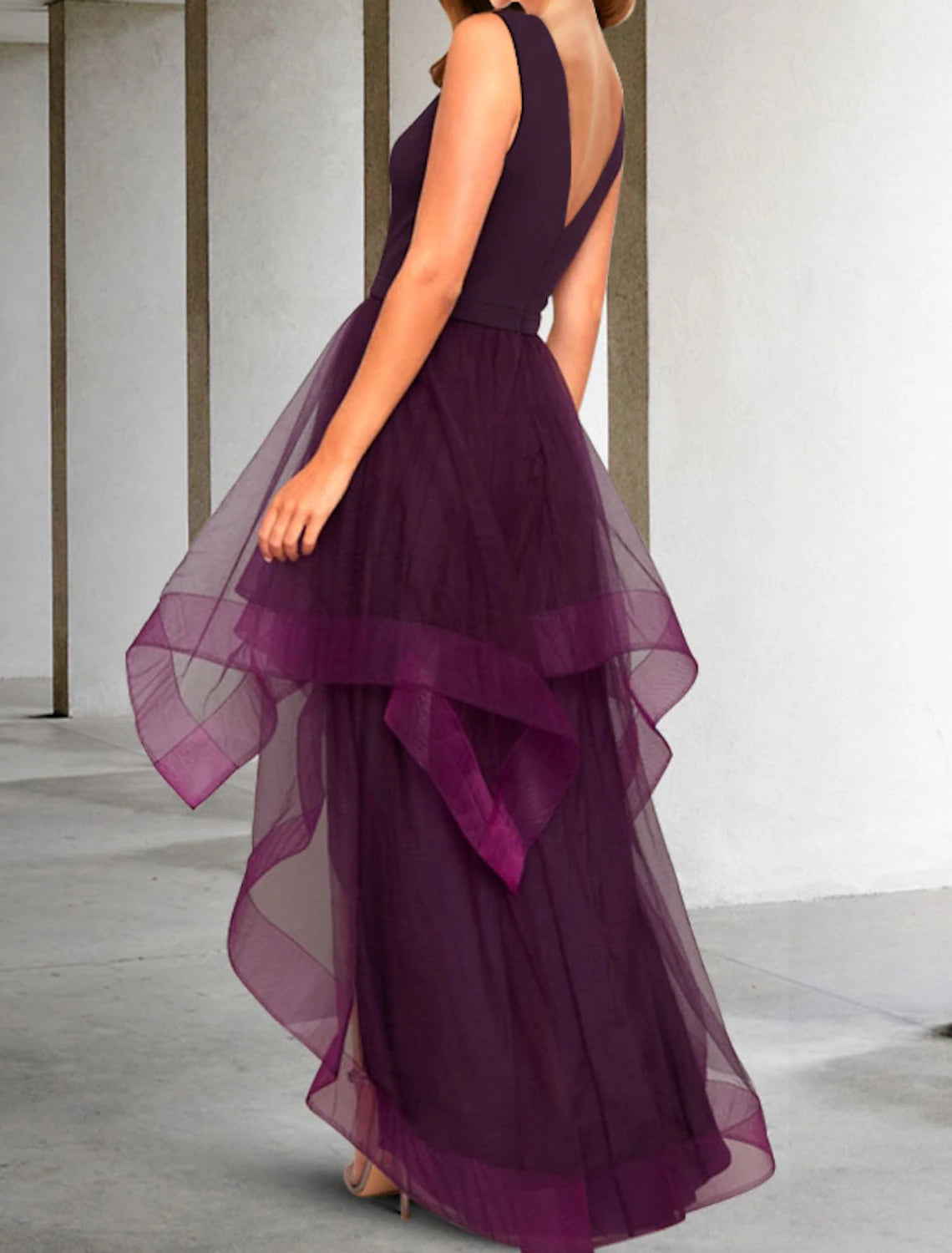 asymmetrical bridesmaid dresses Burgundy Tulle A-Line Dress This elegant Size:10 years Restock-min-inventory-count Coquette Bow Princess Mini