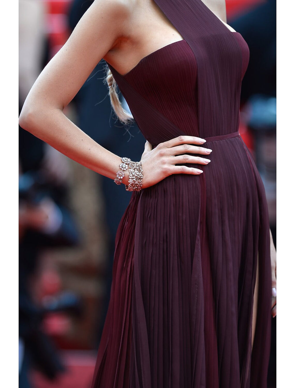Burgundy Chiffon A-Line Halter Neckline Floor-Length Gown